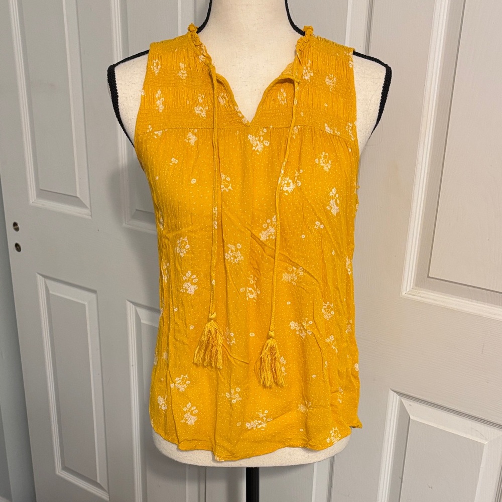 Yellow Floral Sleeveless Top